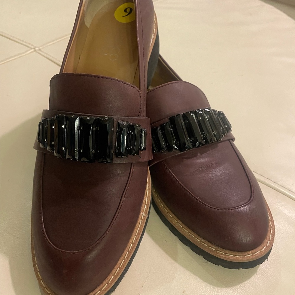 Franco Sarto Burgundy Flats with Black Accents